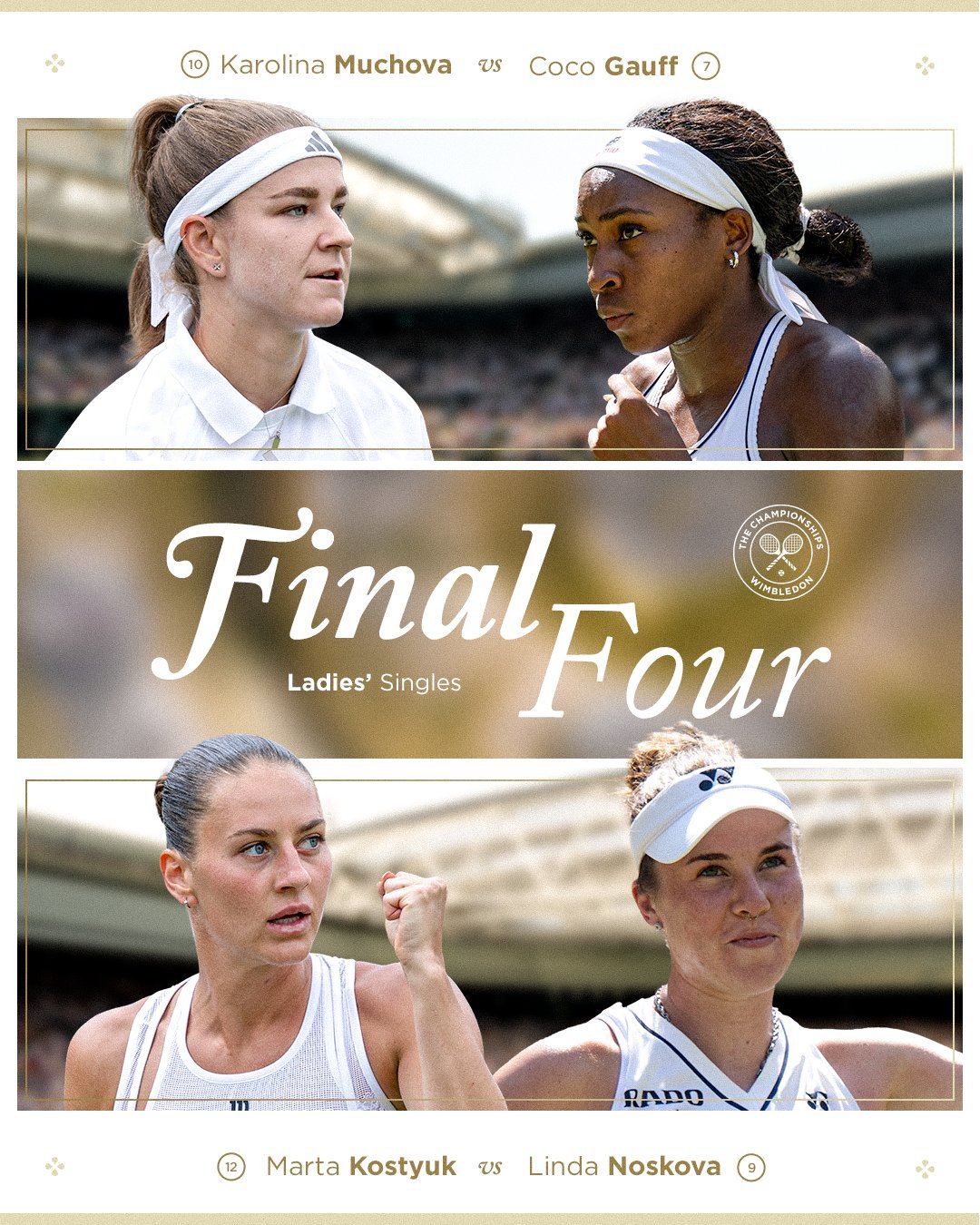 Wimbledon 2026 quarterfinals, Wimbledon 2026 women's quarterfinals results