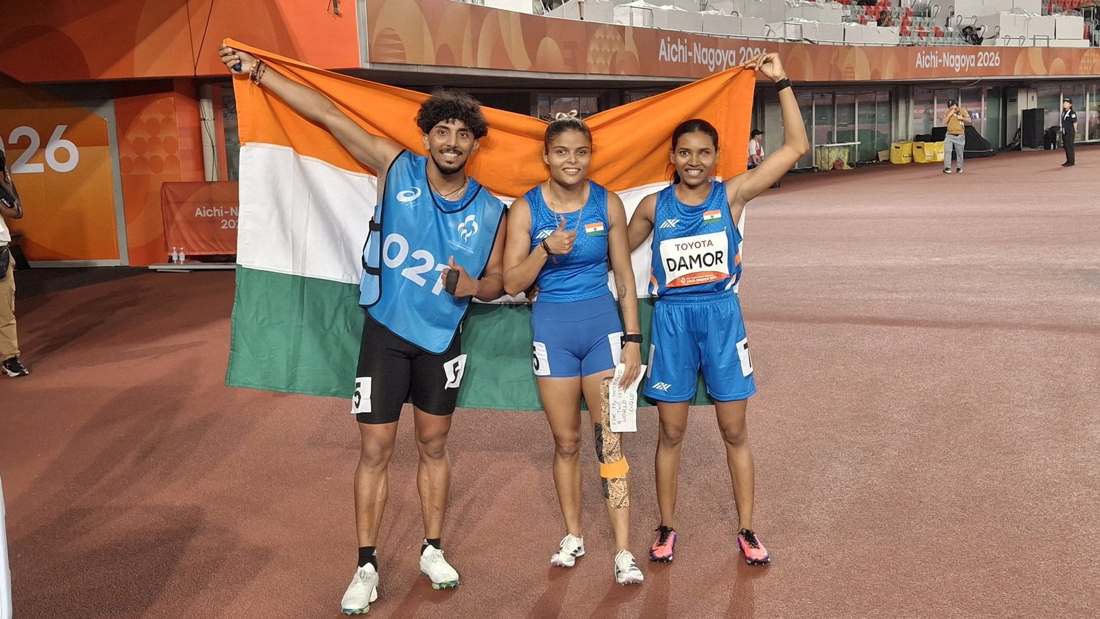 Simran Sharma wins 200m T12 gold in a Games-record 24.80 as Tejalben Damor takes debut bronze at the Asian Para Games