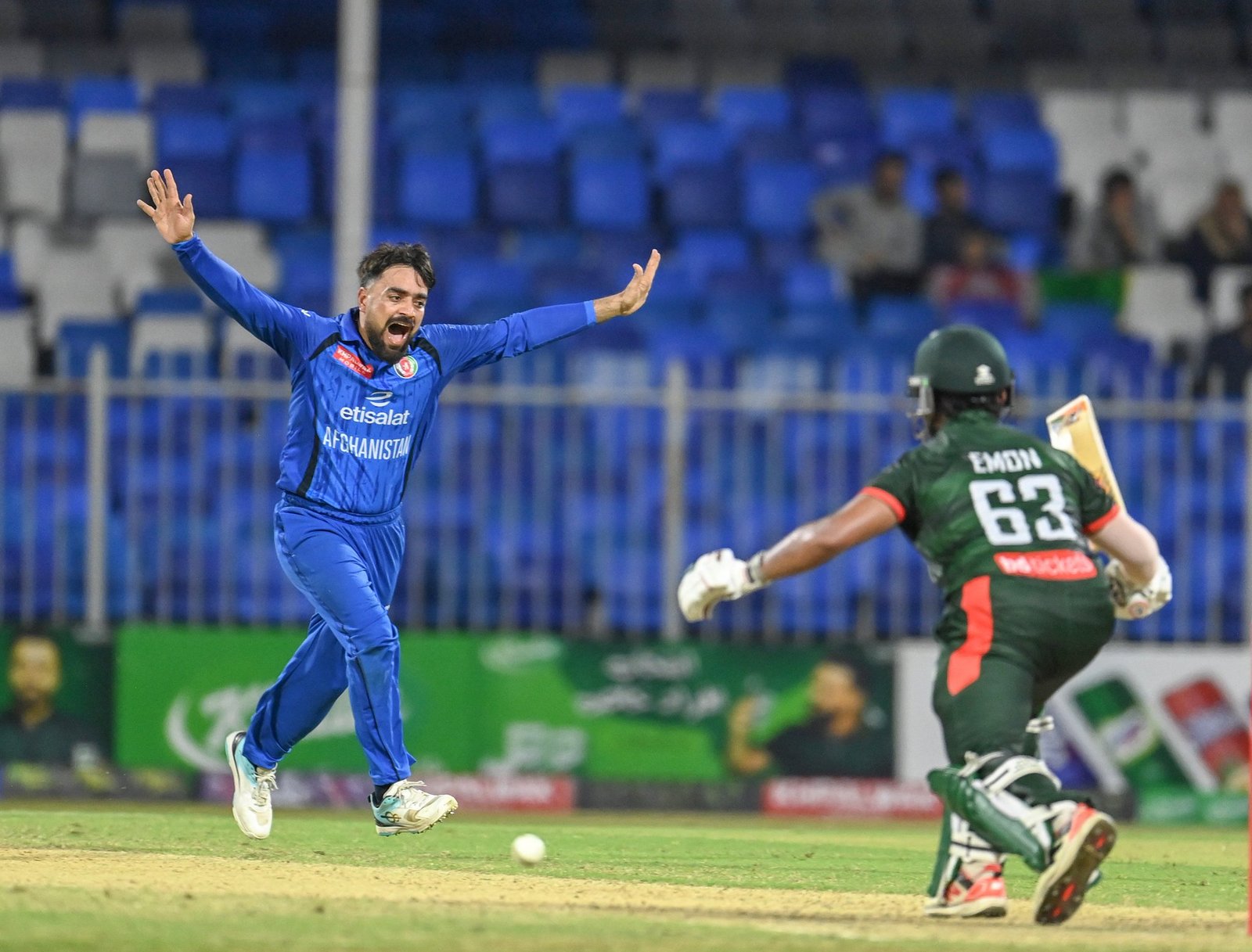 Rashid Khan’s 4 for 31 and Rahmat Shah’s 67 not out send Afghanistan into the tri-series final as Bangladesh are eliminated